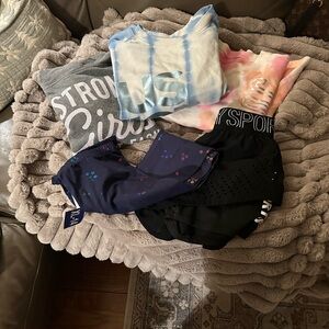 3 Justice Active girls sweatshirt tops 1 short and 1 legging  size 12-16